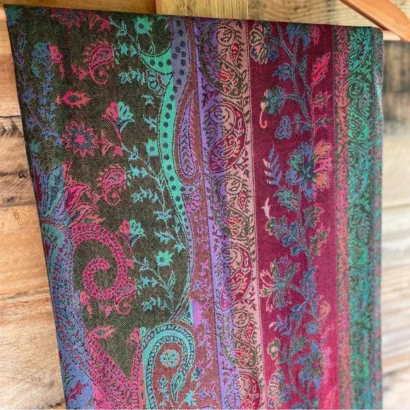Sacred Threads fringe floral paisley multicolored shawl - Picture 6 of 13